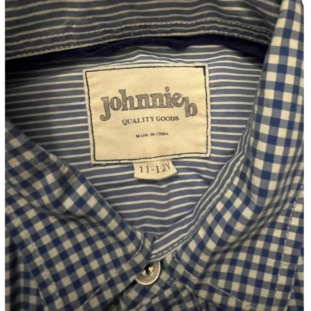 Johnnie B Boys 11-12 Long Sleeve Button Down Blue White